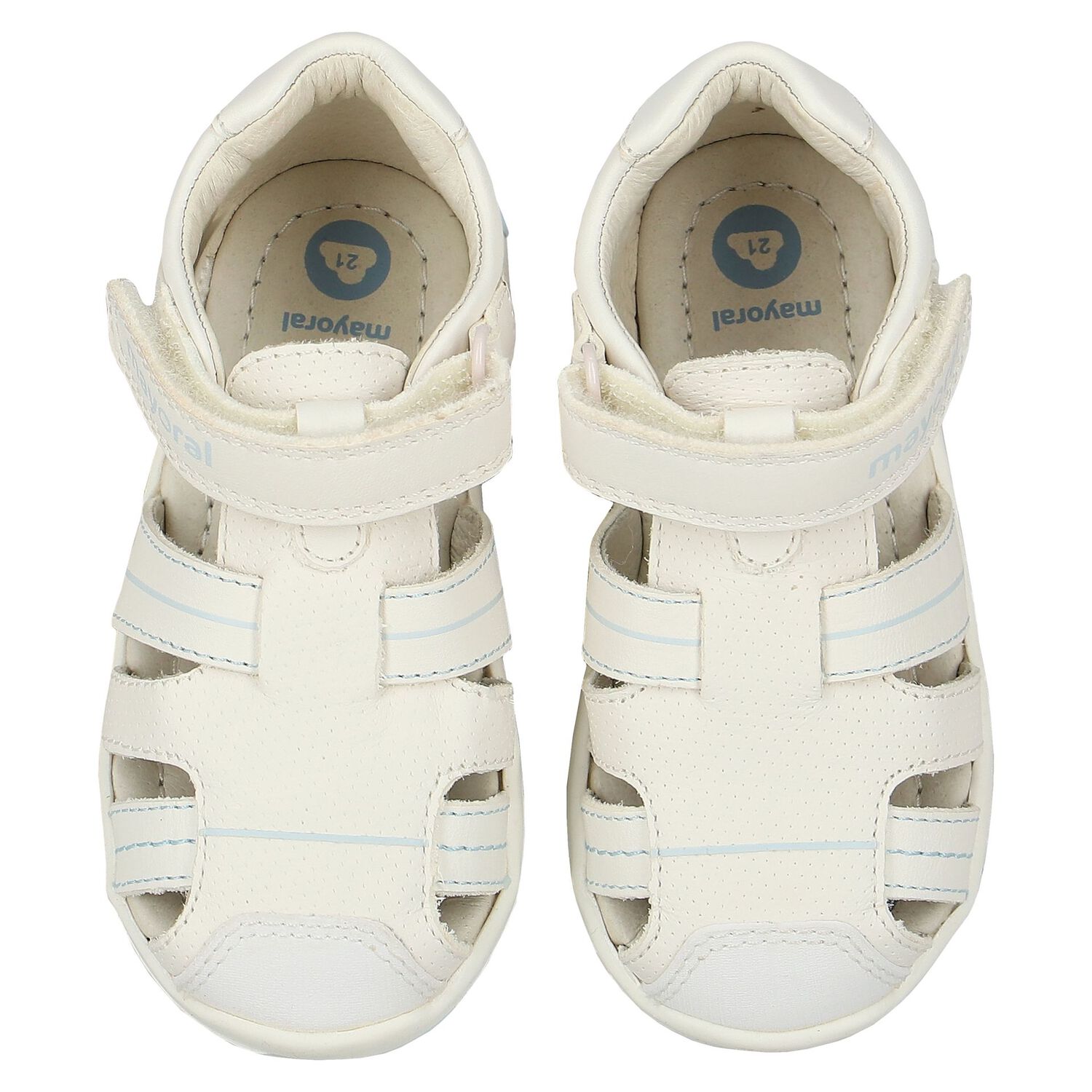 Baby Boys White Logo Sandals, 1, hi-res