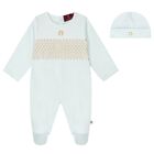 Boys Pale Blue & Gold Babygrow & Hat Gift Set, 1, hi-res