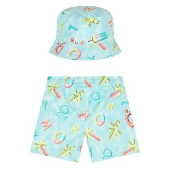 Younger Boys Aqua Swim Shorts & Reversible Hat Set