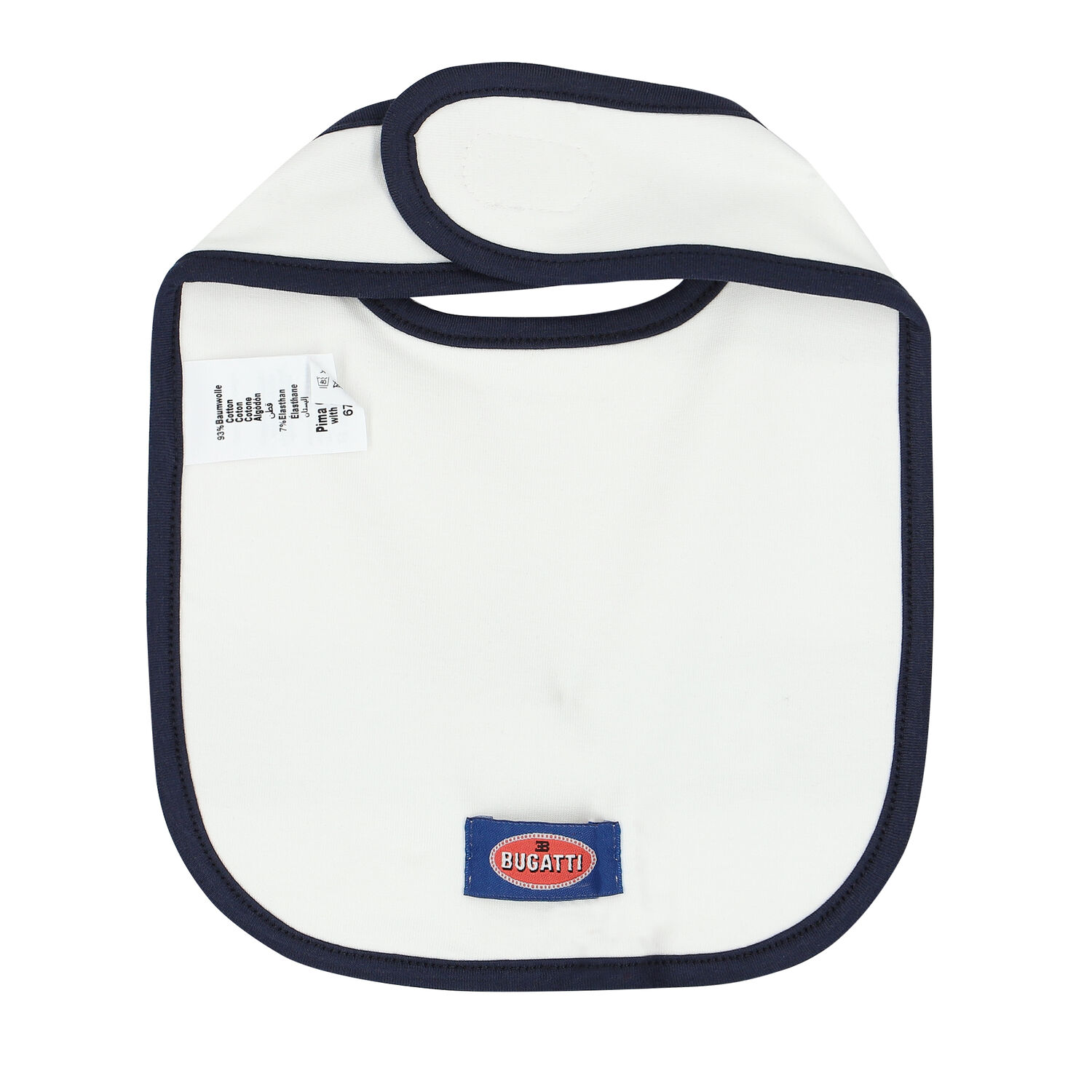 Baby Boys White & Navy Logo Bib, 1, hi-res