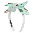Girls White & Mint Green Bow Headband, 1, hi-res