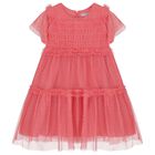 Girls Pink Tulle Dress, 3, hi-res