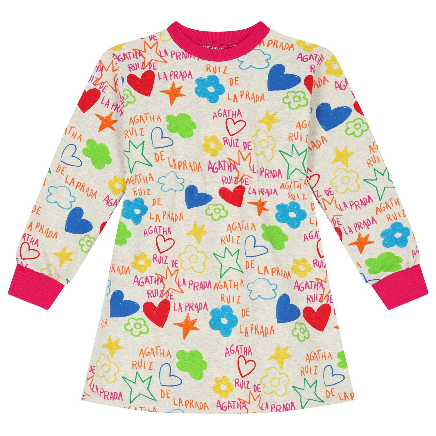 Girls Grey Logo Dress, 1, hi-res