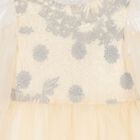 Girls Ivory & Silver Embroidered Tulle Dress , 1, hi-res