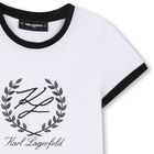 Girls White & Black Logo T-Shirt, 2, hi-res