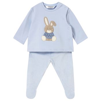 Baby Boys Blue Rabbit 2 Piece Babygrow