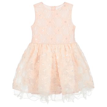 Girls Pink Flower Tulle Dress