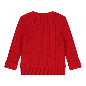Red Logo Cable Knit Baby Jumper