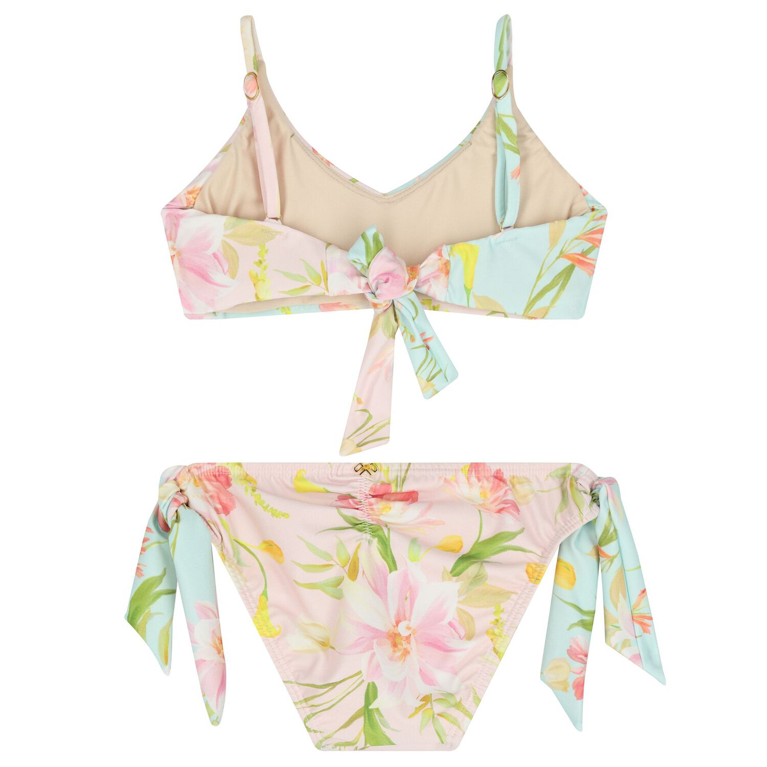 Girls Pink & Aqua Floral Bikini, 1, hi-res