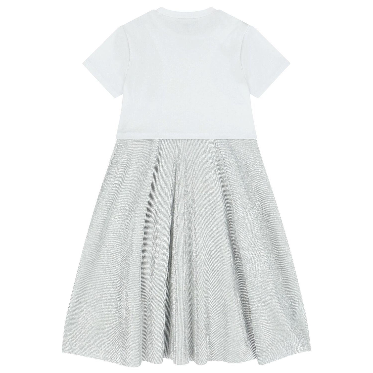 Girls Silver & White 2-In-1 Dress, 1, hi-res