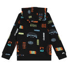 Boys Black Logo Hooded Top, 1, hi-res