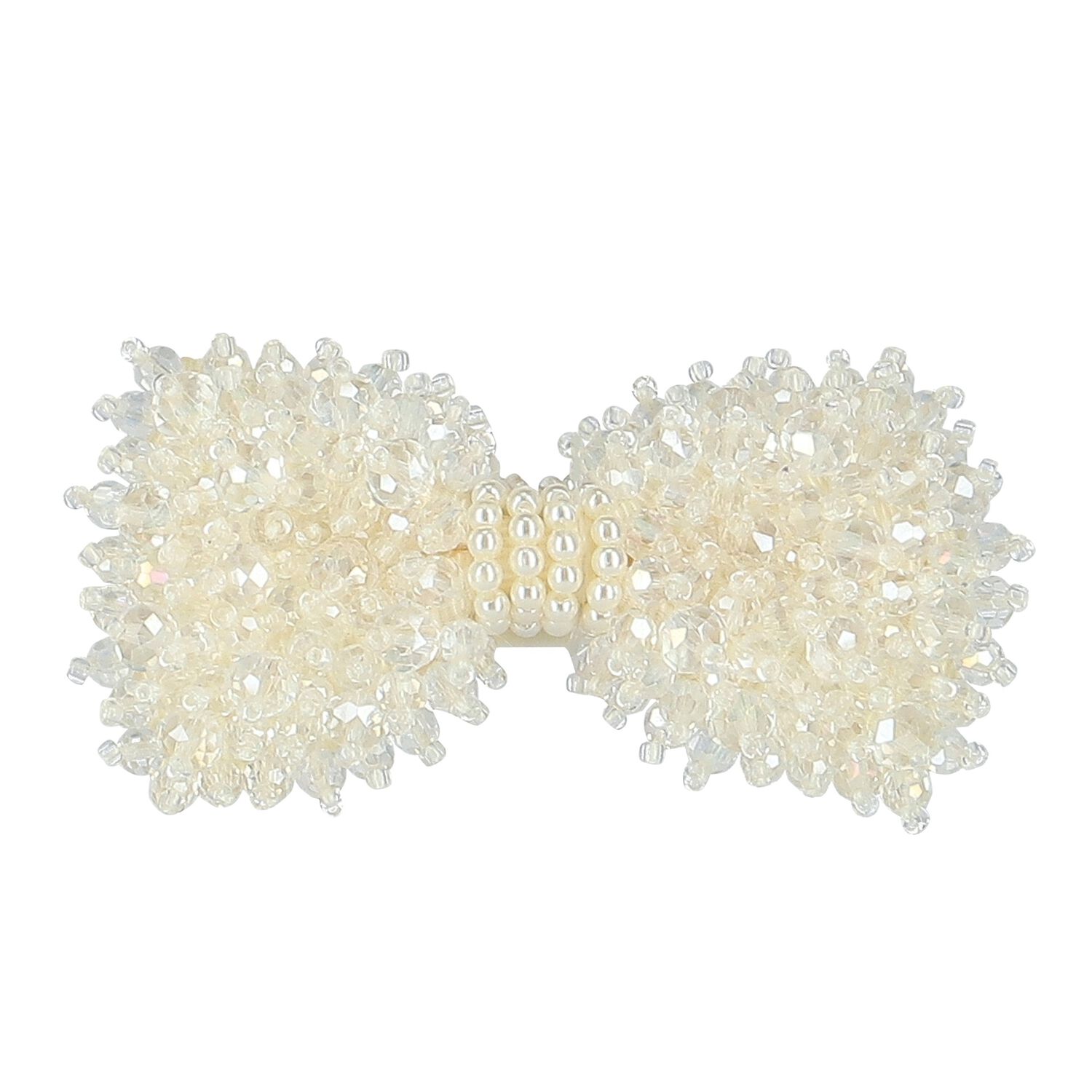 Girls Ivory Embellished Bow Hair Clip, 2, hi-res