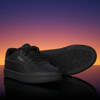 Black Logo Leather Trainers
