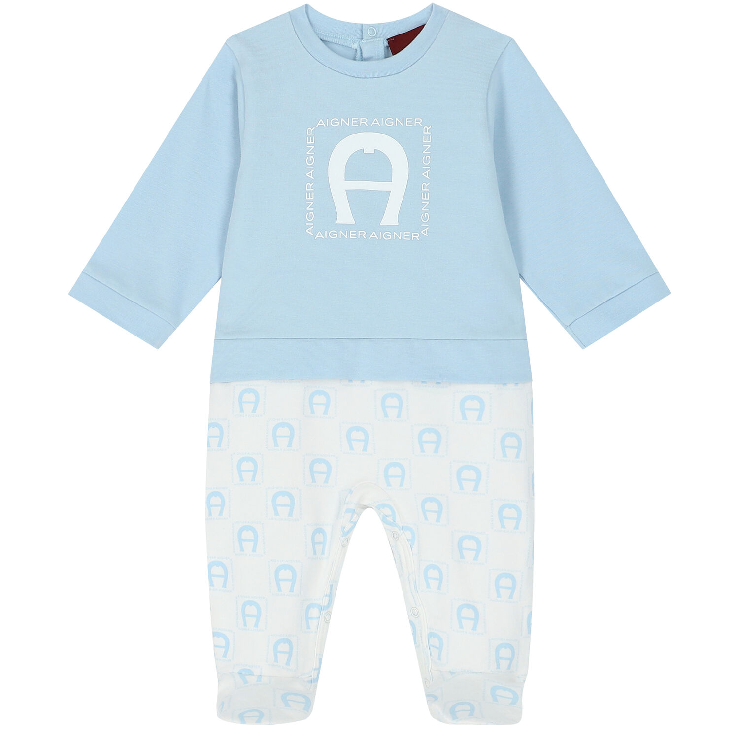 Baby Boys Blue & White Logo Babygrow Set, 1, hi-res
