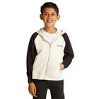 Boys Ivory & Black Logo Hooded Zip Up Top, 1, hi-res