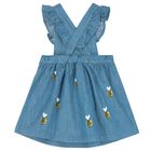 Younger Girls Blue Denim Bee Dress, 1, hi-res