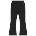 Girls Black Logo Flared Leggings, 1, hi-res