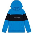 Boys Blue & Navy Blue Logo Hooded Top, 1, hi-res