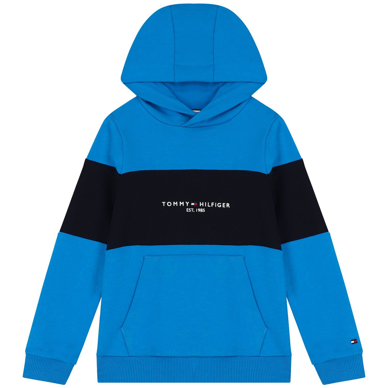 Boys Blue & Navy Blue Logo Hooded Top, 1, hi-res