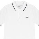 Boys White Logo Polo Shirt, 2, hi-res