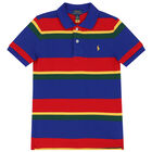 Boys Multi-Colored Striped Logo Polo Shirt, 1, hi-res