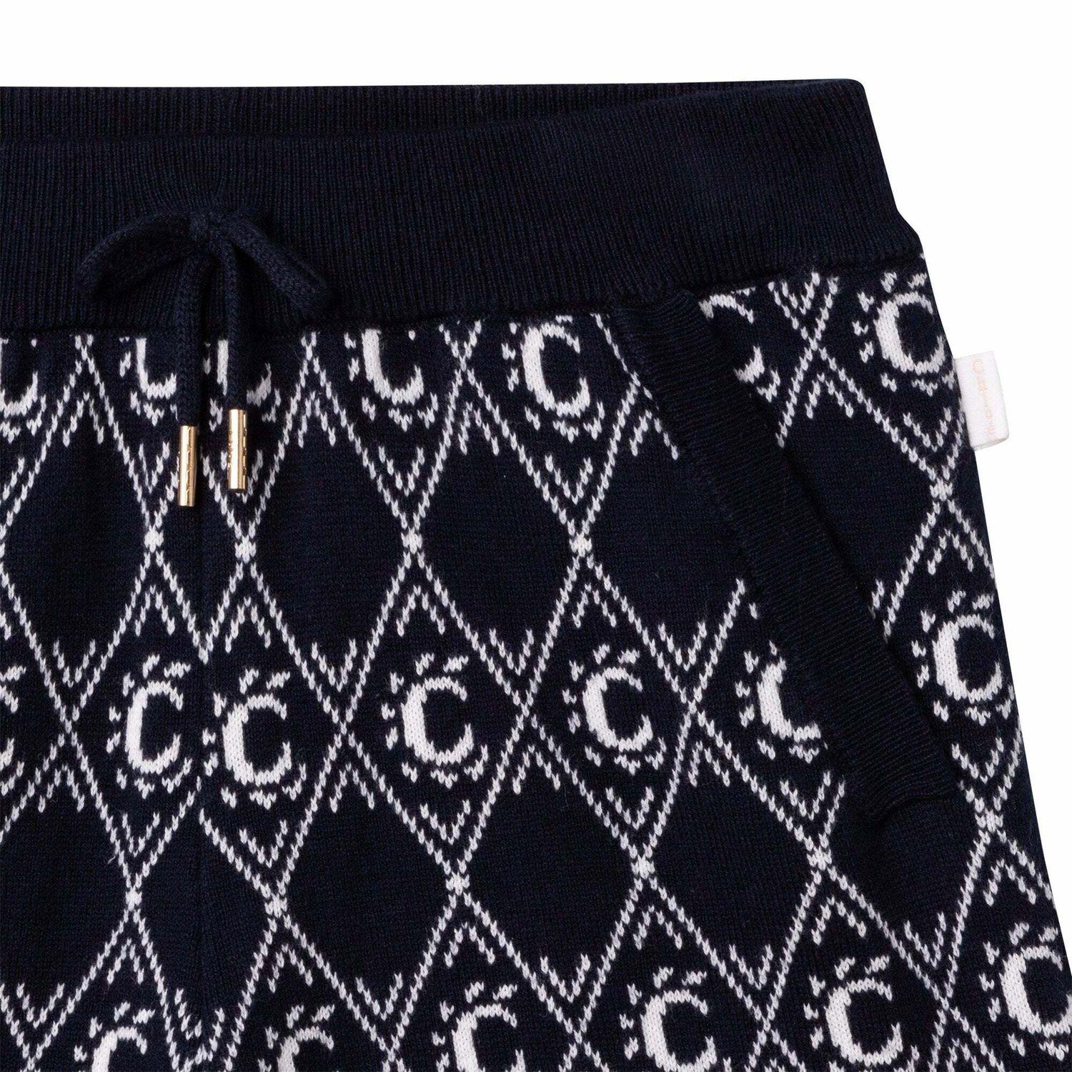 Girls Blue Knitted Mini Me Logo Trousers, 1, hi-res image number null