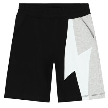 Boys Grey & Black Thunderbolt Shorts