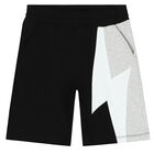 Boys Grey & Black Thunderbolt Shorts, 2, hi-res
