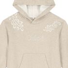 Girls Beige Embroidered Logo Sweatshirt Dress, 1, hi-res