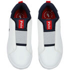 Boys White Logo Trainers, 1, hi-res