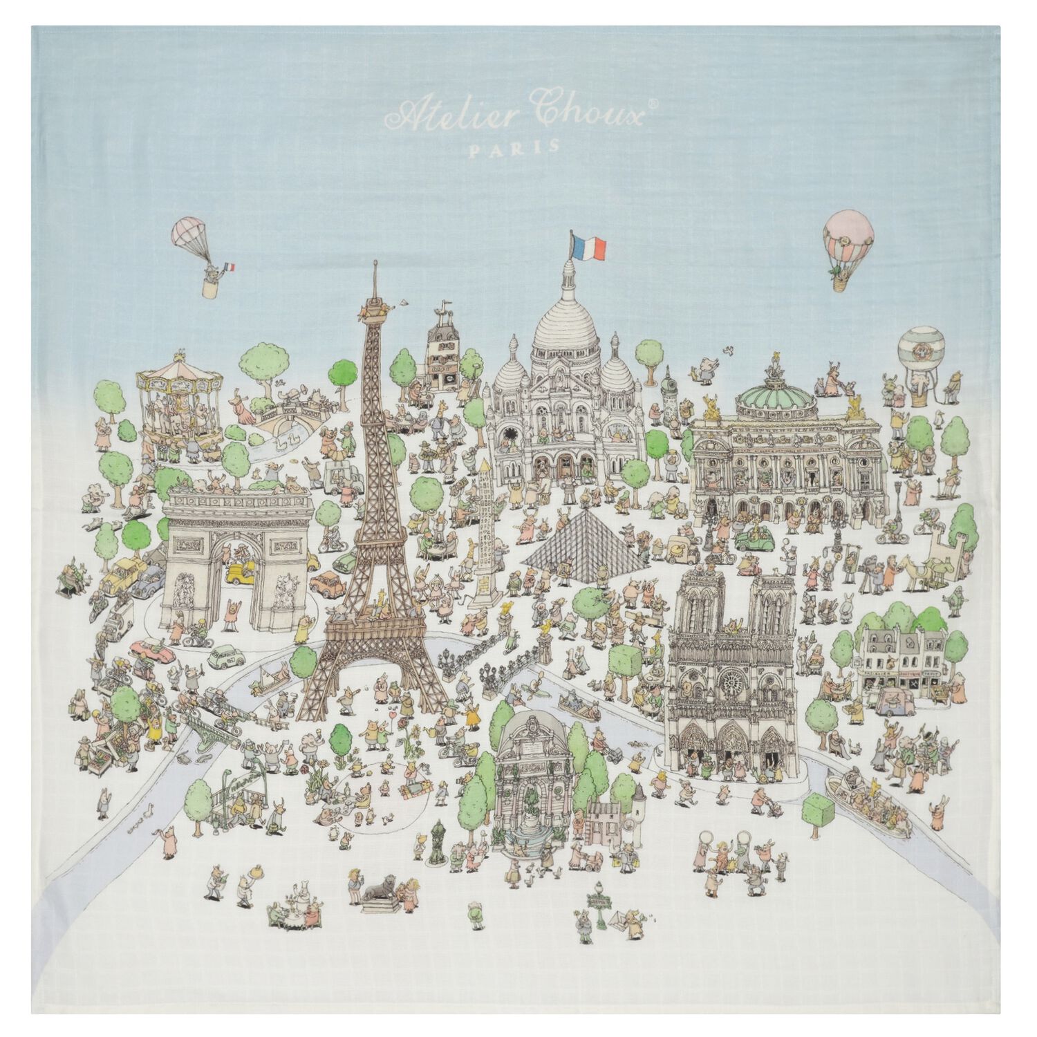 Paris Baby Swaddle Carré Blanket, 1, hi-res
