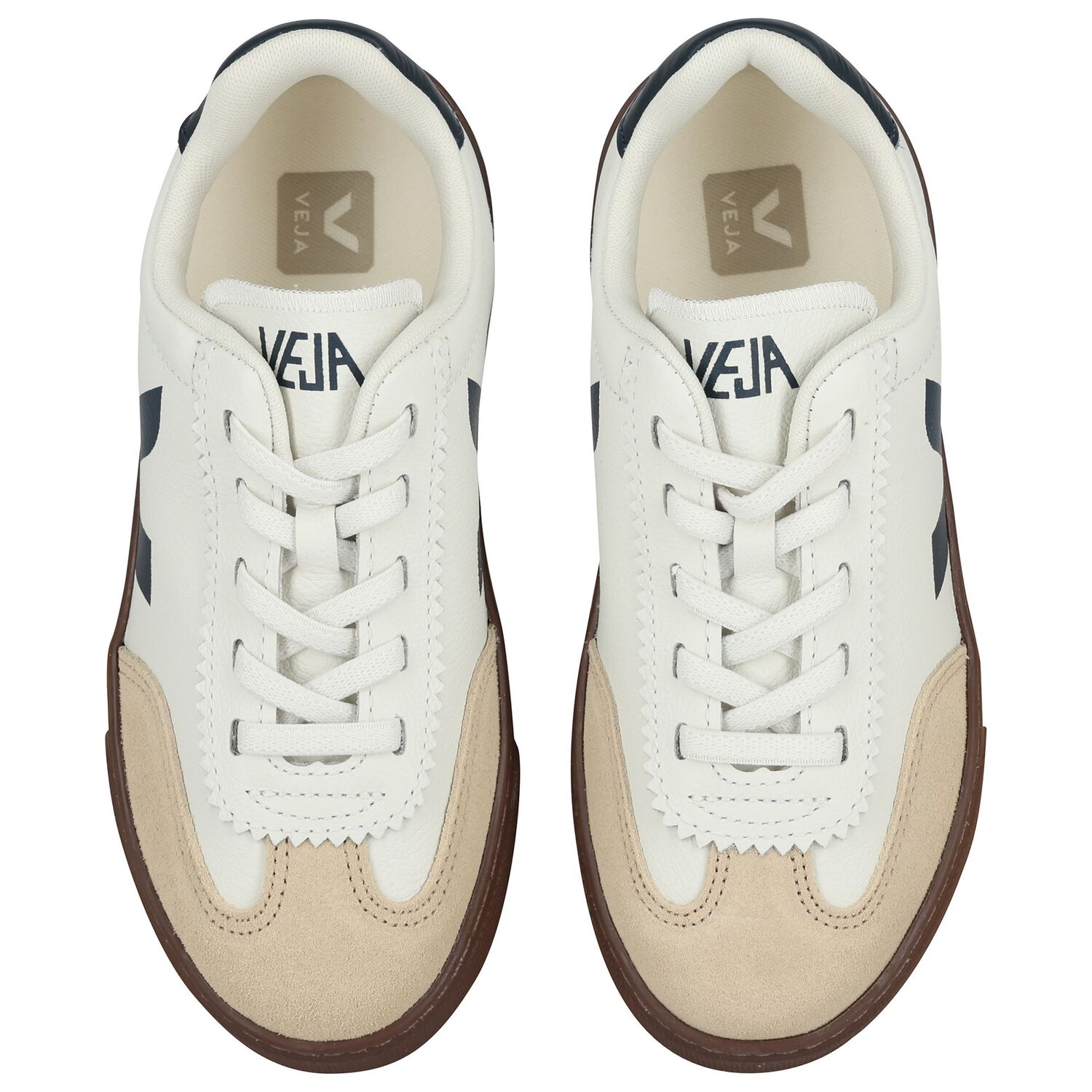 White & Beige Leather Trainers, 1, hi-res