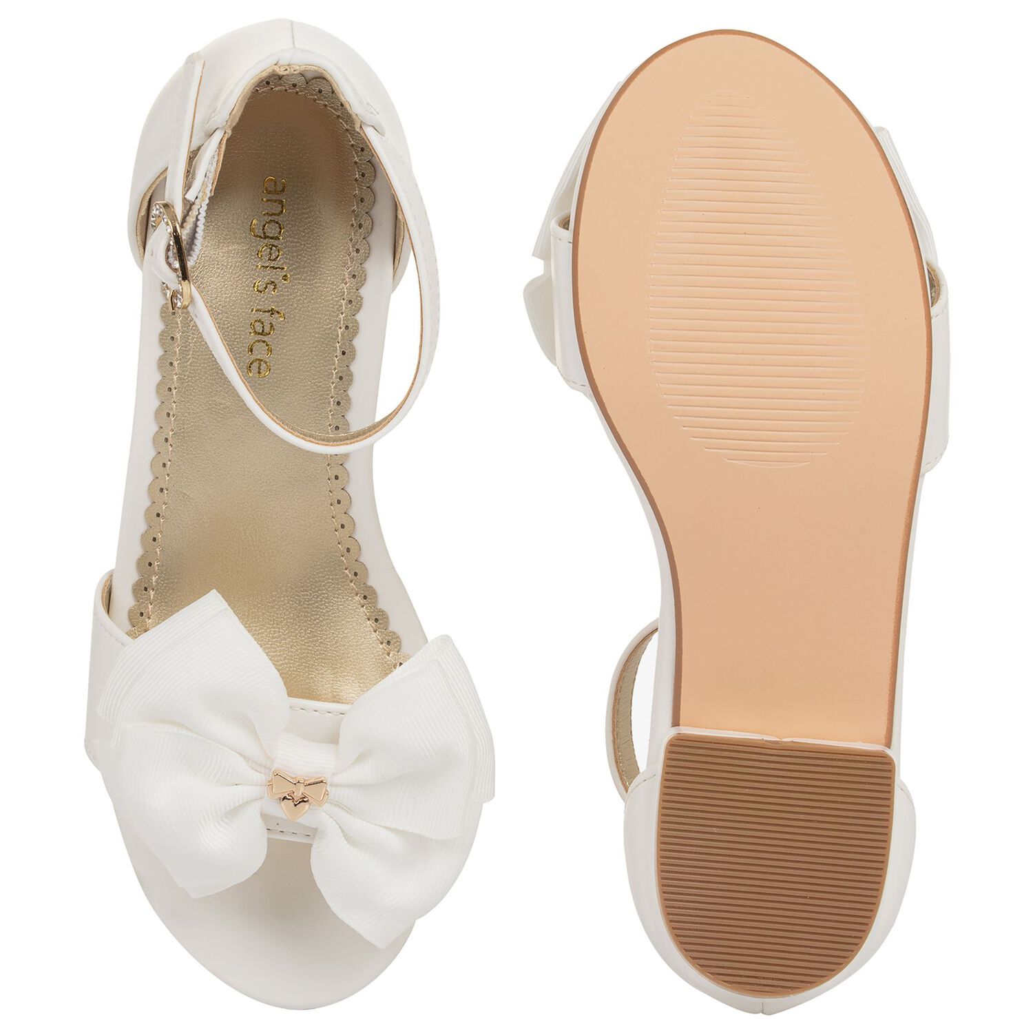 Girls Ivory Bow Sandals, 3, hi-res