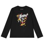 Boys Black Logo Long Sleeve Top, 3, hi-res