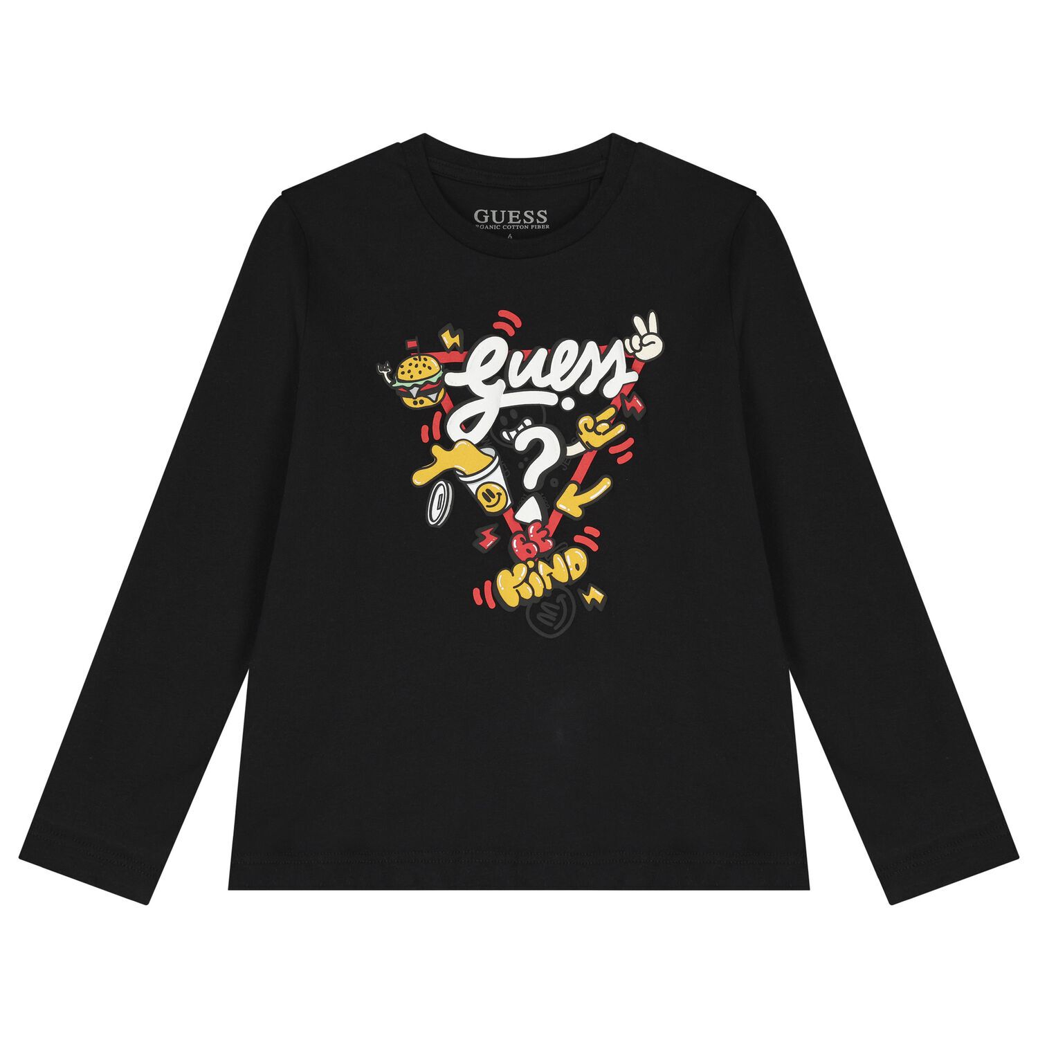 Boys Black Logo Long Sleeve Top, 3, hi-res