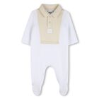 Baby Boys White & Beige Logo Babygrow, 2, hi-res