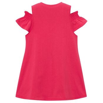 Girls Pink Ruffled Dress Set