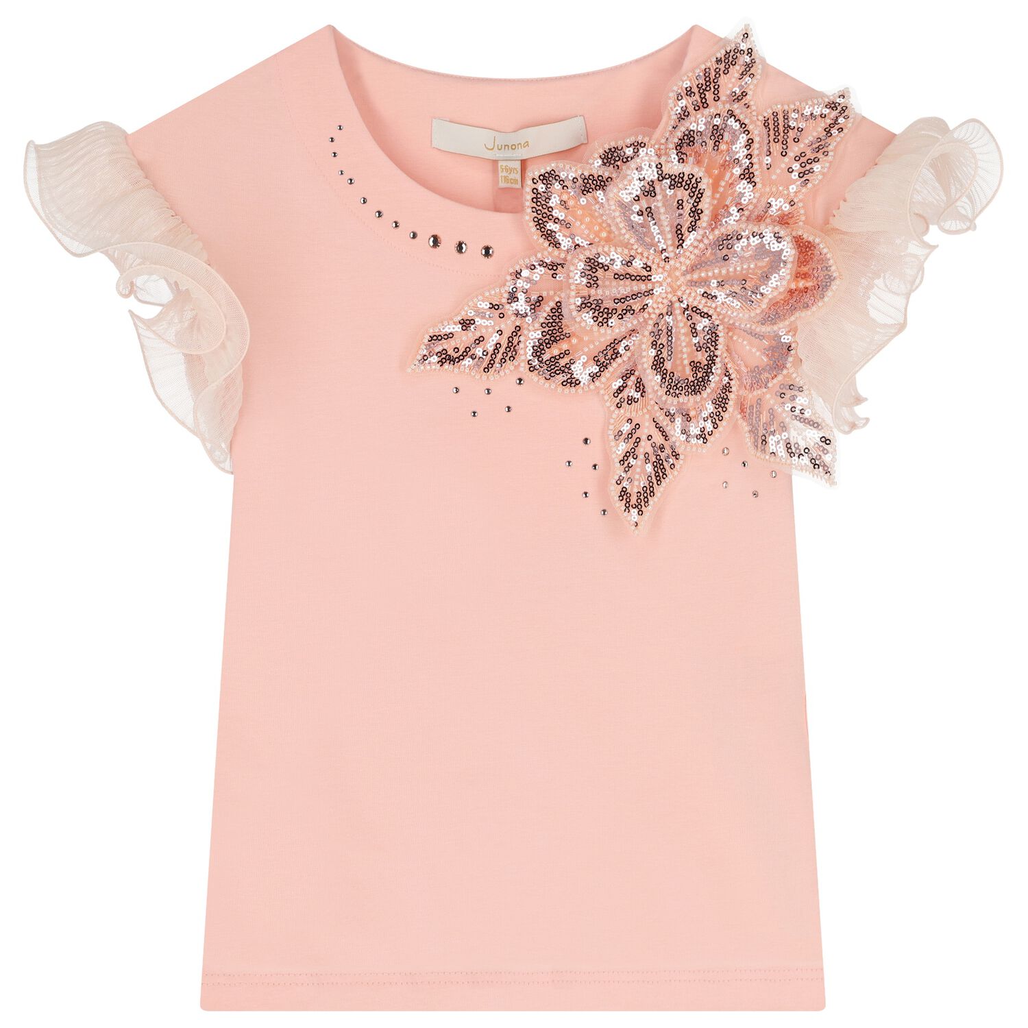 Girls Pink Sequin Flower Blouse, 1, hi-res