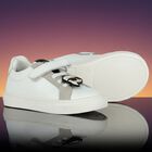 White Ikonik Karl Logo Trainers, 1, hi-res
