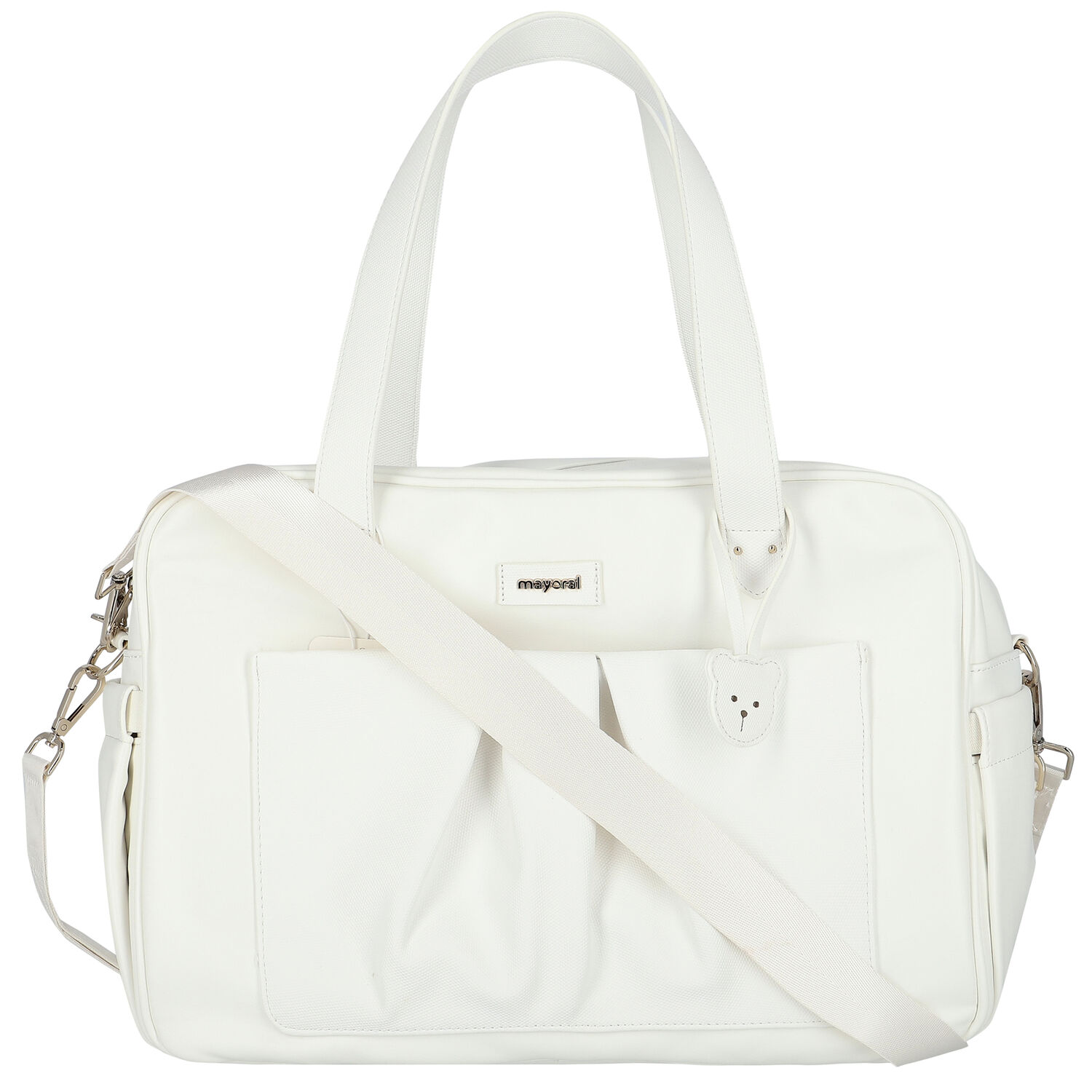 Cream Faux Leather Baby Changing Bag, 4, hi-res