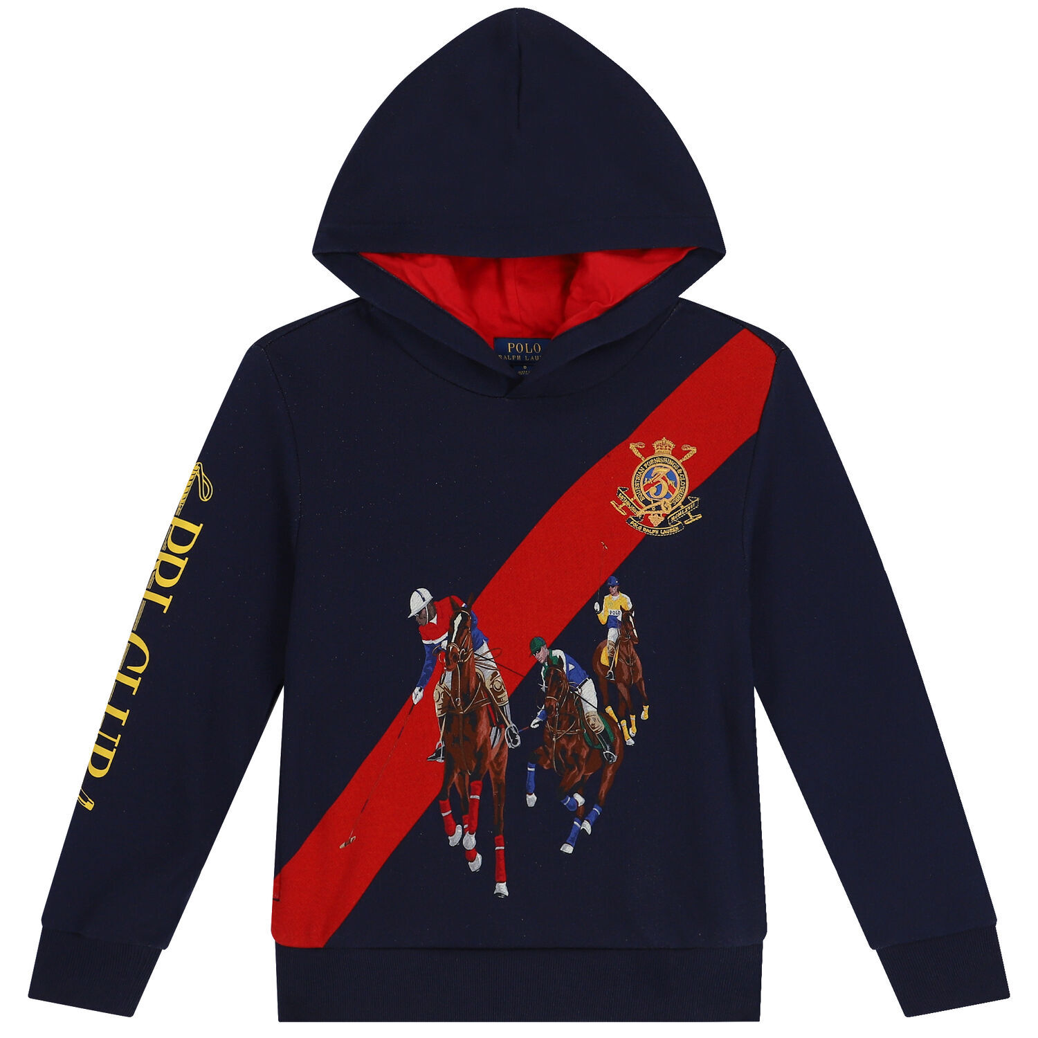 Boys Navy Blue Logo Hooded Top, 1, hi-res