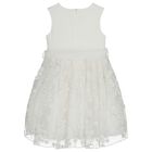 Girls White Tulle Flowers Dress, 1, hi-res