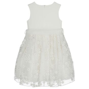 Girls White Tulle Flowers Dress