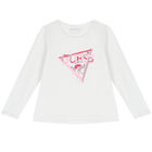 Girls White Embellished Logo Long Sleeve Top, 1, hi-res