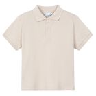 Boys Beige Logo Polo Shirt, 7, hi-res