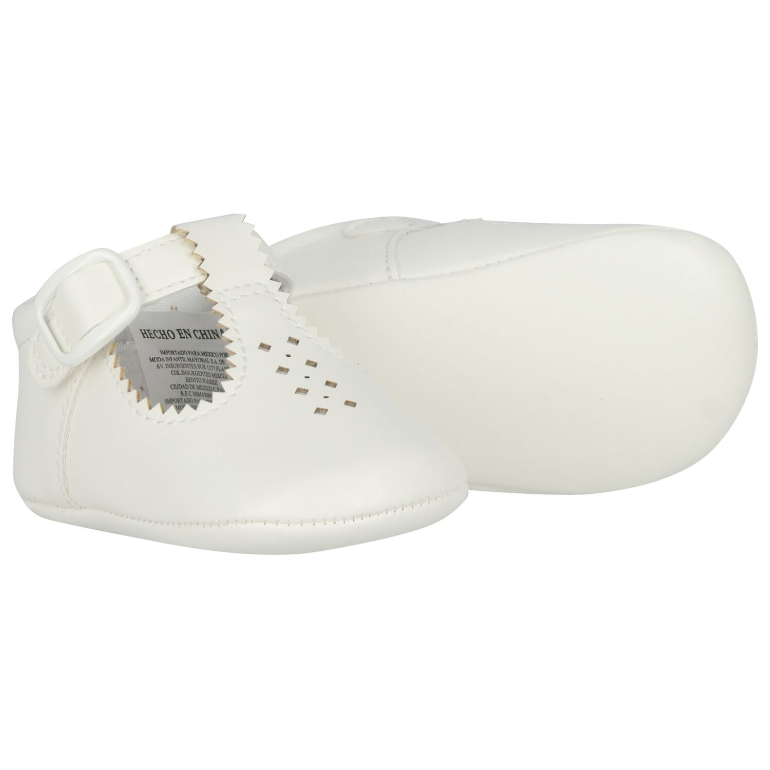White Leather Pre Walker Shoes, 1, hi-res
