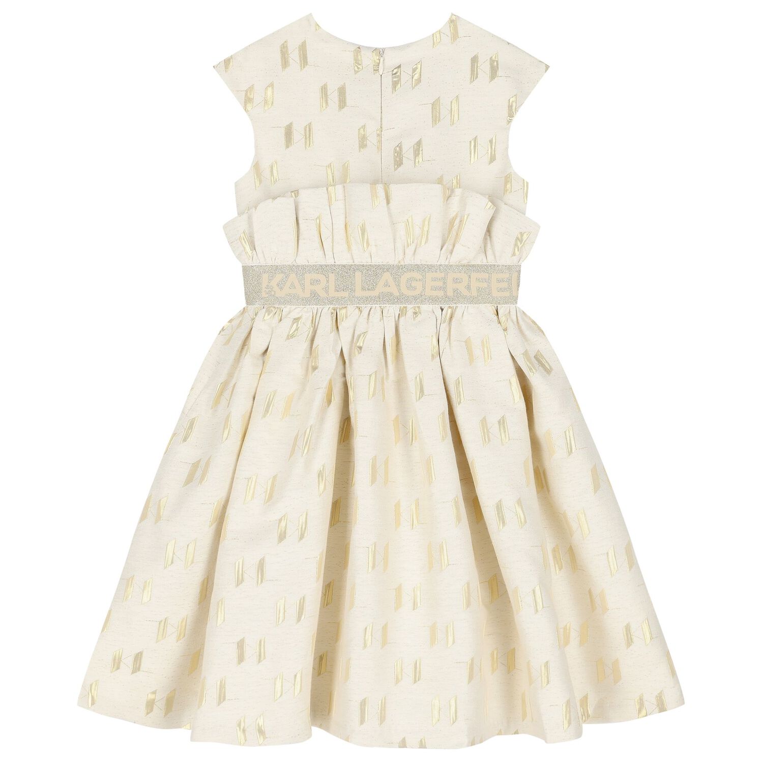 Girls Ivory and Gold Logo Dress, 1, hi-res image number null