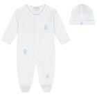 Baby Boys White & Blue Teddy Bear Babygrow Gift Set, 1, hi-res