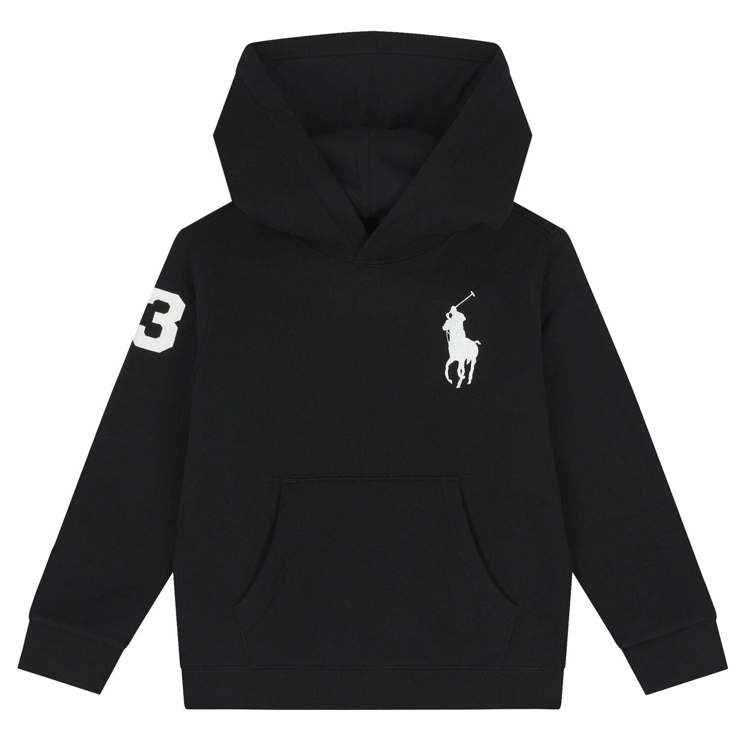 Boys Black Logo Hooded Top, 1, hi-res image number null