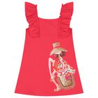 Girls Red Ruffled Dress, 3, hi-res